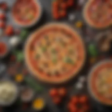 Colorful ingredients arranged for pizza making