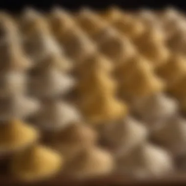 Diverse Varieties of Tipo Flour An array of different types of tipo flour available in a market setting.