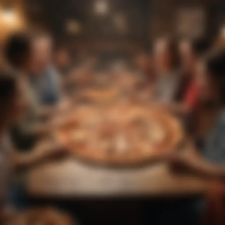 Customers enjoying pizza during a gathering