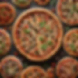 A vibrant spread of vegetarian pizza varieties showcasing colorful toppings.