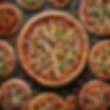 Diverse Vegetarian Pizza Varieties A vibrant spread of vegetarian pizza varieties showcasing colorful toppings.