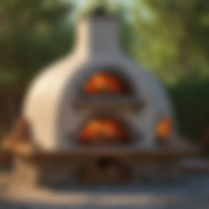 Blueprint of a wood pizza oven illustrating dimensions and layout.