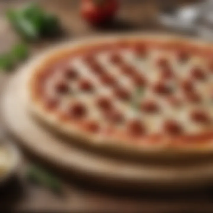 Marble pizza peel on rustic wooden table