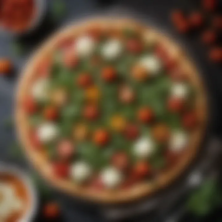 A tantalizing blend of fresh arugula, cherry tomatoes, and mozzarella cheese on a crispy pizza crust