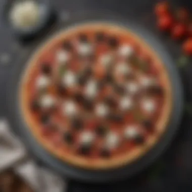 Spicy Pepperoni, Black Olives, and Feta Pizza Salad An explosion of flavors with spicy pepperoni, black olives, and feta cheese drizzled with balsamic glaze