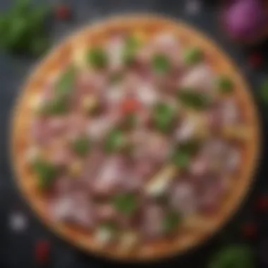 Pineapple, Ham, and Red Onions Pizza Salad A refreshing combination of juicy pineapple, ham, and red onions with a sprinkle of fresh cilantro