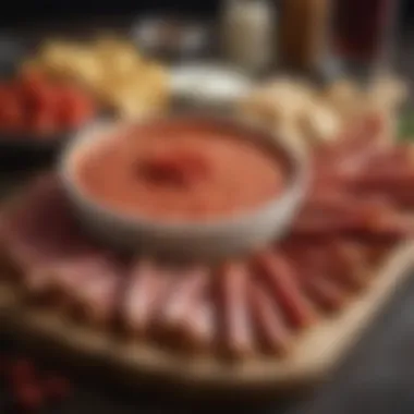 Elevated Culinary Experience Exquisite Charcuterie Board featuring Pepperoni Dip Sticks