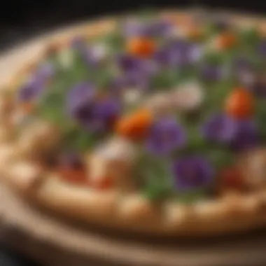 Exquisite Clam Pizza Garnished with Microgreens and Edible Flowers