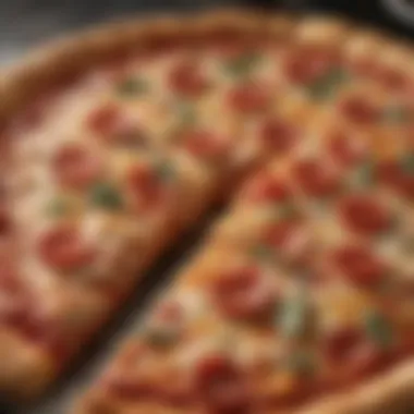 An exquisite shot of a freshly baked pizza emerging from the oven