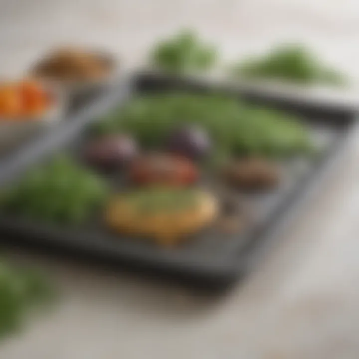 Natural stone baking sheet with fresh herbs