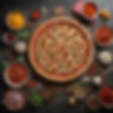 Colorful pizza ingredients spread