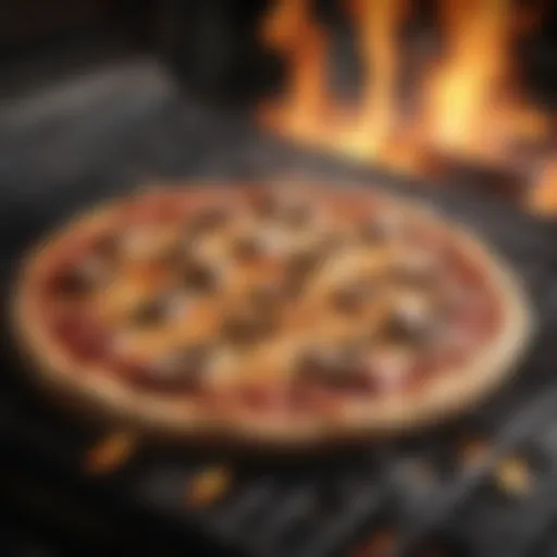 Fiery pizza stone on gas grill