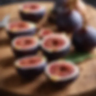 Fresh Figs Ready for Topping Fresh figs on a wooden cutting board