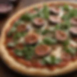 Gourmet fig pizza with cheese and arugula