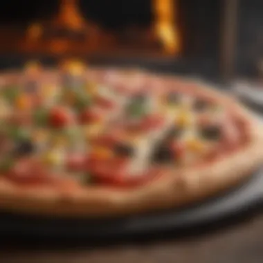 An array of fresh, vibrant toppings displayed next to a Firebox pizza oven.