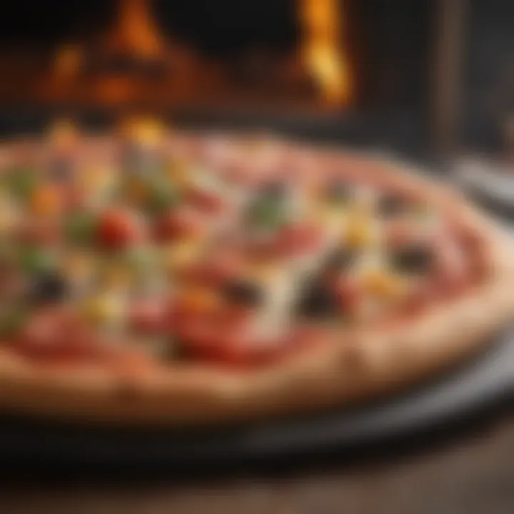 An array of fresh, vibrant toppings displayed next to a Firebox pizza oven.