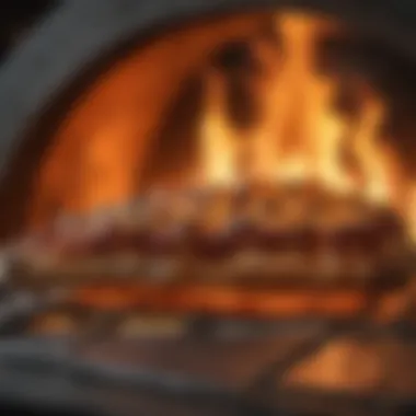 Flames dancing around the pizza oven