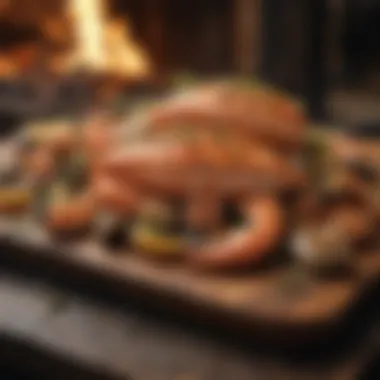 Enhancing Seafood with the Essence of Wood-Fired Cooking Italian wood-fired oven adding flavor to seafood