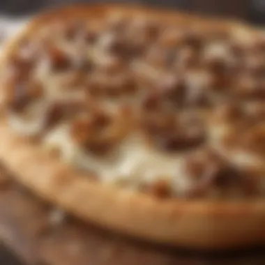Brie and Caramelized Onion Elegance Exquisite French Bread Pizza topped with Brie and Caramelized Onions