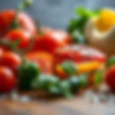 Close-up of fresh ingredients used in low carb pizza sauce