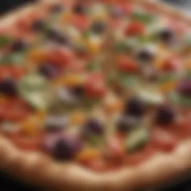 Colorful and nutritious vegetable medley on Mama Cozzi pizza Fresh and vibrant vegetable toppings of Mama Cozzi pizza