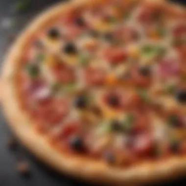 Artistic Arrangement of Vibrant Pizza Toppings Freshly stretched pizza dough with vibrant toppings