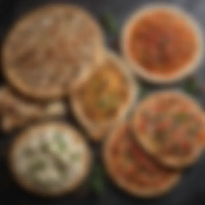 An artistic display of different types of flatbreads from around the world, emphasizing their cultural significance and variety.