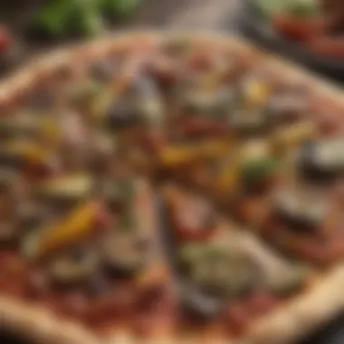 Roasted Grilled Vegetables Gluten-Free Pizza Delight Savory gluten-free pizza topped with succulent grilled vegetables