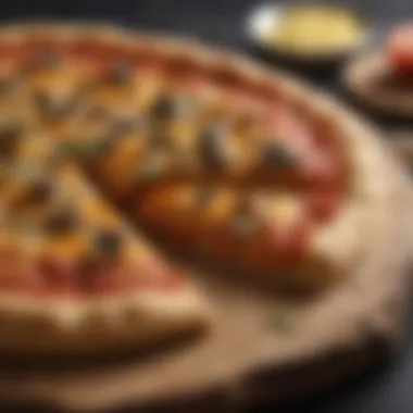 Golden crispy crust of homemade vegan pizza
