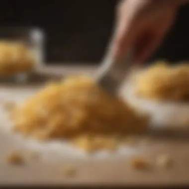 Golden pasta dough being hand-shaped