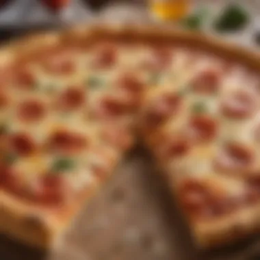 Culinary Masterpiece: Freshly Baked Massy Pizza A close-up of a freshly baked massy pizza with gooey cheese