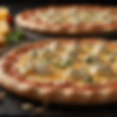 A Symphony of Gourmet Cheese Melting Gourmet cheese blend elegantly cascading over the buffalo pizza