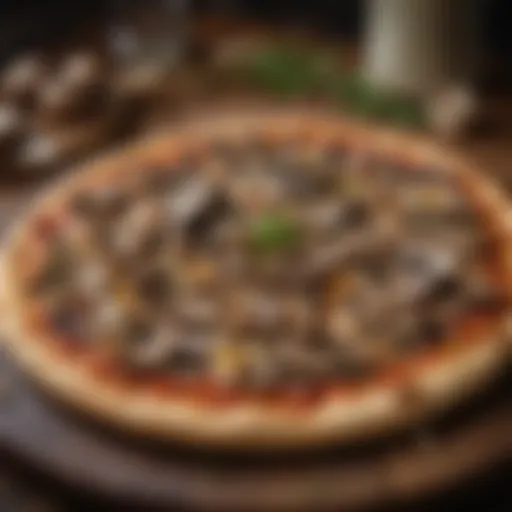 Gourmet Mushroom Medley on Round Table Medium Pizza Slice