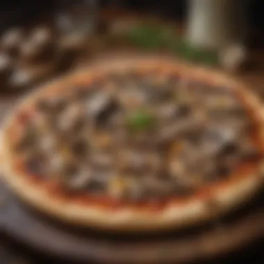 Mouthwatering Gourmet Mushroom Medley Toppings Gourmet Mushroom Medley on Round Table Medium Pizza Slice