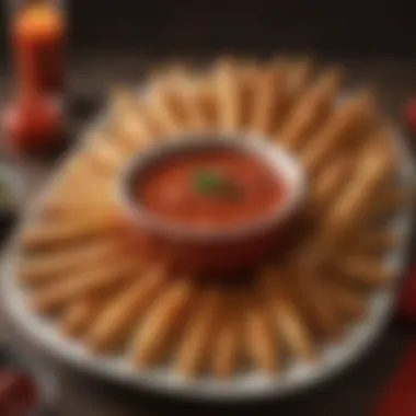 Savory Pepperoni Delight Presentation Gourmet Pepperoni Dip Sticks on Elegant Platter