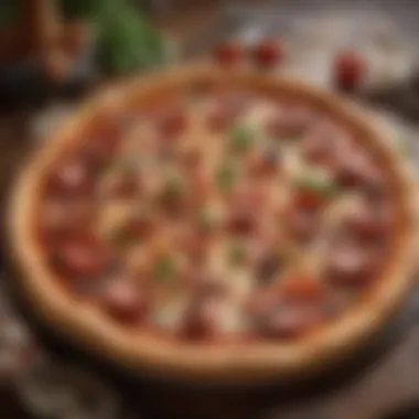 Gourmet Pizza Awaiting the Perfect Cut A beautifully arranged pizza ready for slicing