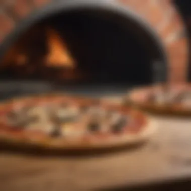Gourmet Pizza Creations from a Compact Pizza Oven Artistic portrayal of a variety of gourmet pizzas made in a compact pizza oven