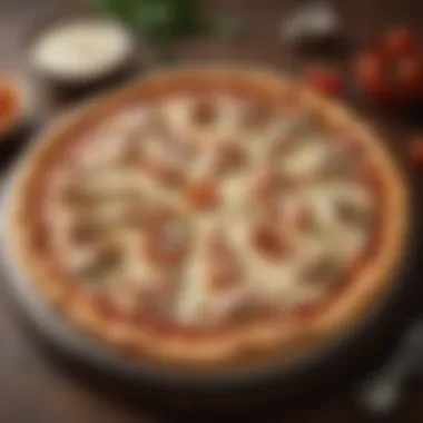 Gourmet Pizza Display Gourmet Presentation of Round Table White Sauce Pizza