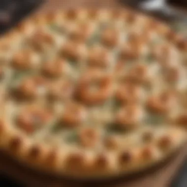 Gourmet Thin Crust Alfredo Pizza with Grilled Shrimp Gourmet thin crust Alfredo pizza featuring succulent grilled shrimp