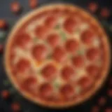 An artistic depiction of half cheese half pepperoni pizza showcasing its vibrant colors and toppings