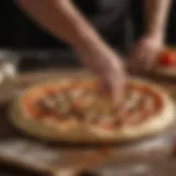 Delicious pizza dough being hand-formed