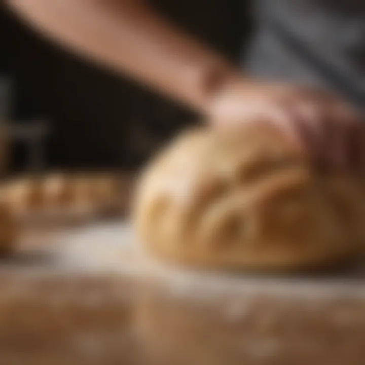 Kneaded dough on a countertop