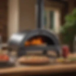 Elegant wooden table with Ooni pizza oven