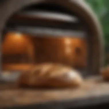 Artisan Bread in Innovative Oven Innovative outdoor oven showcasing golden artisan bread