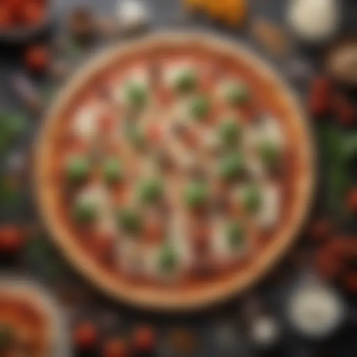 A vibrant spread of lactose-free pizza ingredients including gluten-free crust and fresh vegetables