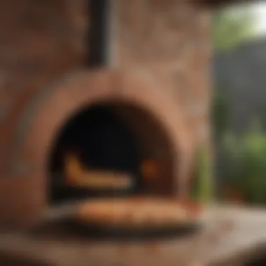 Large pizza peel in action with pizza sliding into a brick oven