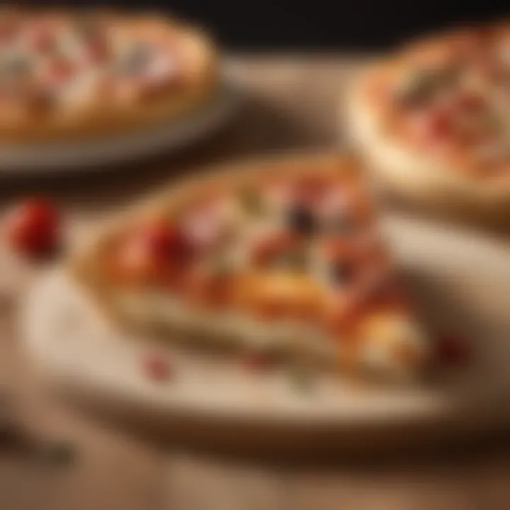 Enjoying a Slice of Mini Pizza An individual savoring a slice of the mini pizza, showcasing the texture and toppings.