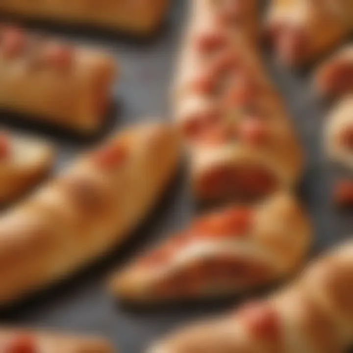 A close-up of the ingredients used in Little Caesars Stromboli, emphasizing freshness.
