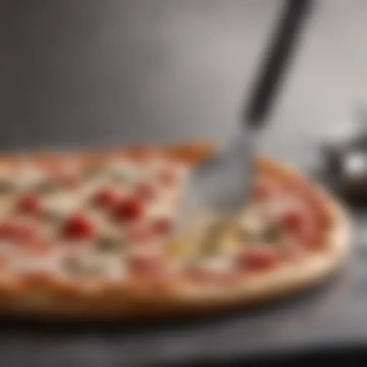Close-up of the durable stainless steel construction of a long handle pizza peel