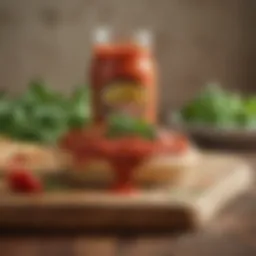 Lunchables Pizza Sauce Jar with Fresh Basil Garnish